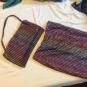 Fashion Nova Striped Tube Top and Skirt Set marked XL